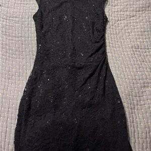 R&M Richards Black Lace Sequin bodycon Dress (Medium)